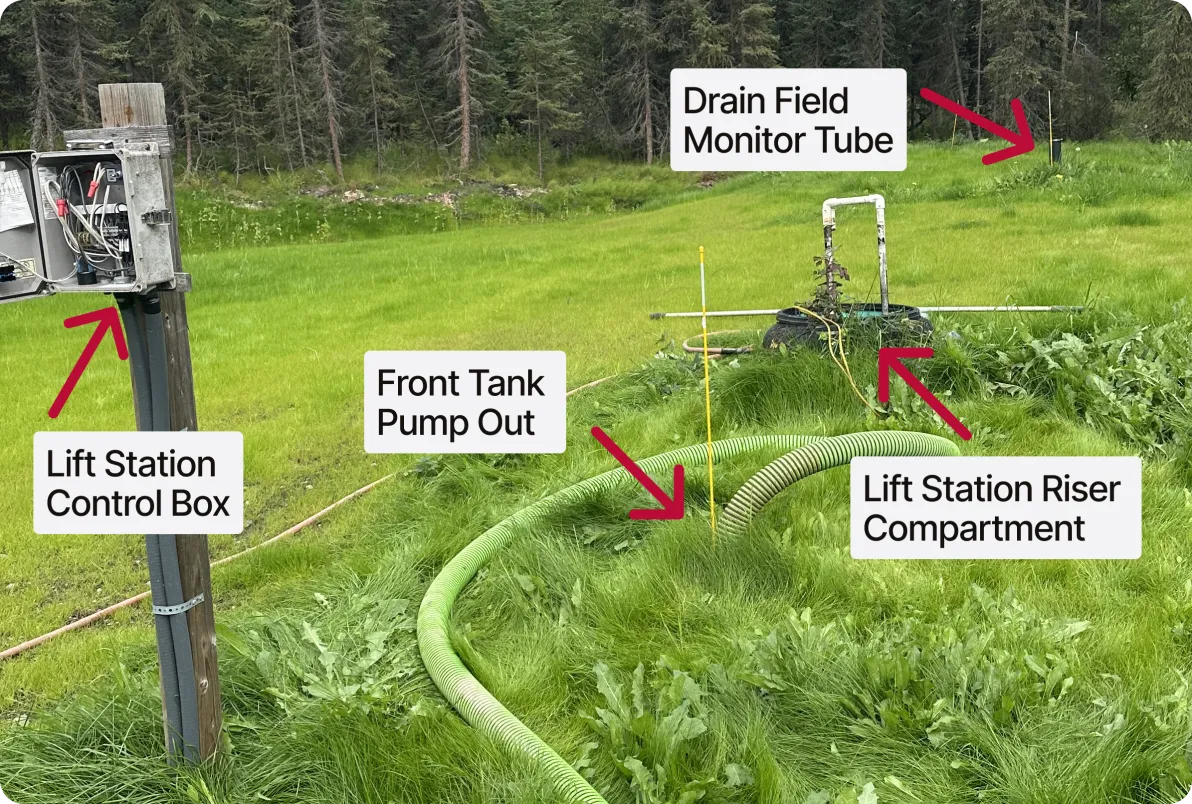 Aardvark Pumping technician inspecting a septic system